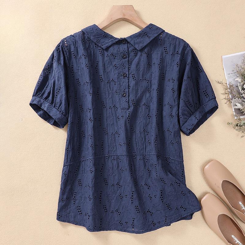 Женская футболка с коротким рукавом и круглым вырезом, летняя модная вязанная крючком блузка, хлопковые топы