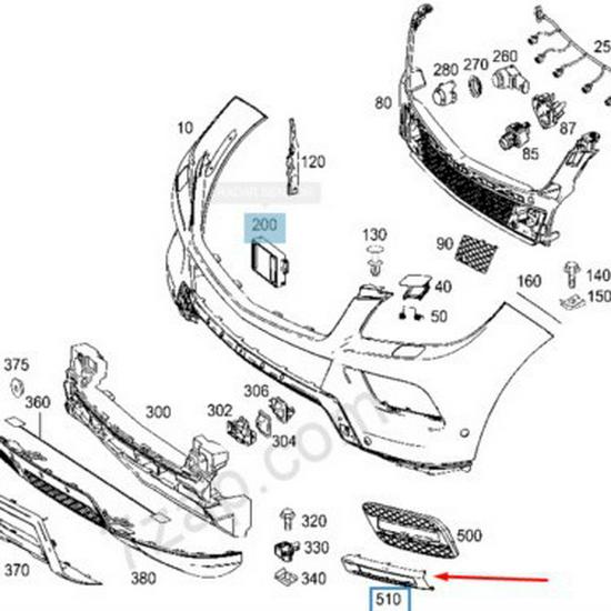 Mercedes-Benz W166 ML Накладка на противотуманную фару переднего бампера