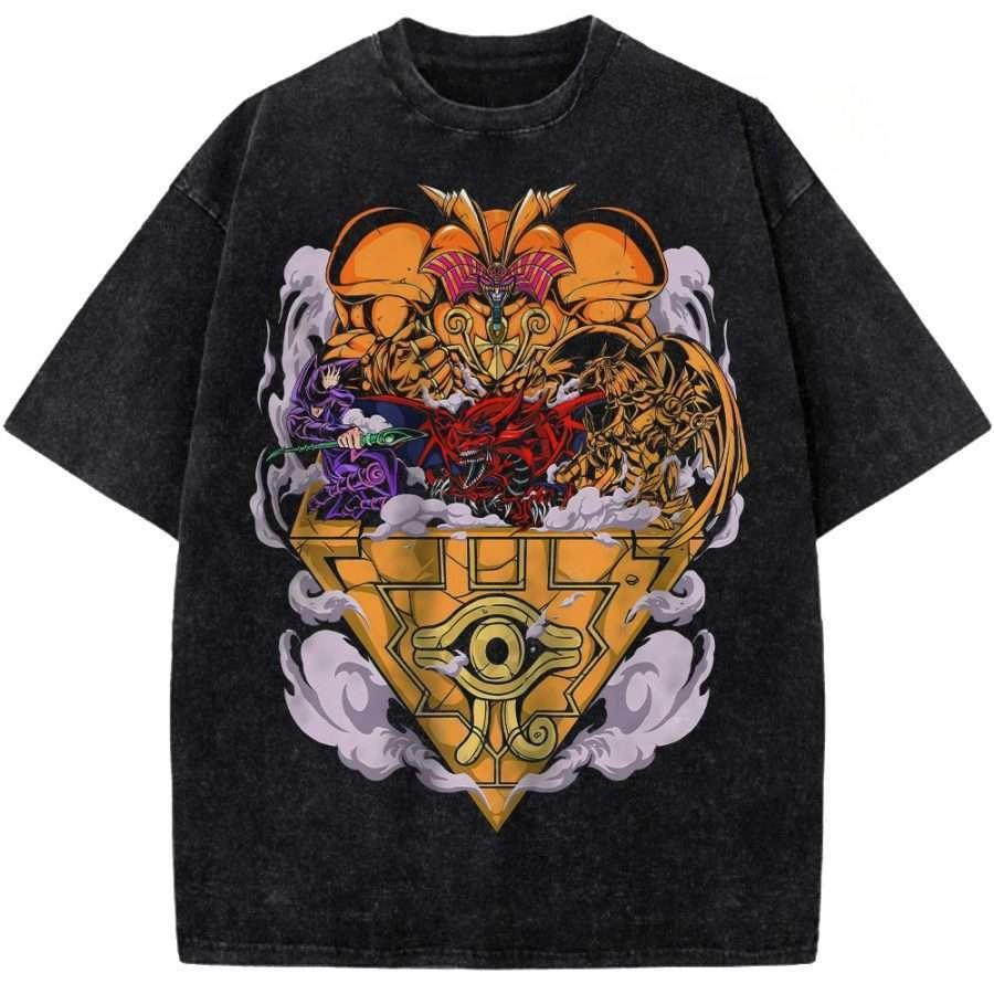 Dark Yuugi Yu Gi Oh Anime Clothing Men Short Sleeve Manga T-shirts Vintage Washed T Shirt Casual Cotton Tee Harajuku Male Tshirt