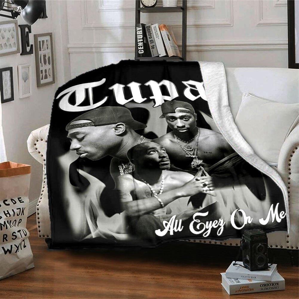 1 шт. Плед в стиле хип-хоп 2Pac, мягкий, легкий, для всех сезонов, универсальный плед для дивана, кровати, офиса и пикников, в французском стиле с культовыми обложками альбомов и цитатами