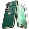 Case + 2 Tempered Glasses - for Samsung Galaxy S25 - Silicone - Shockproof - Flexible - Night Green