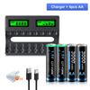 8slot LCD Smart 1.5V Li-ion Battery Charger+1.5V AA AAA Li-ion Rechargeable Battery