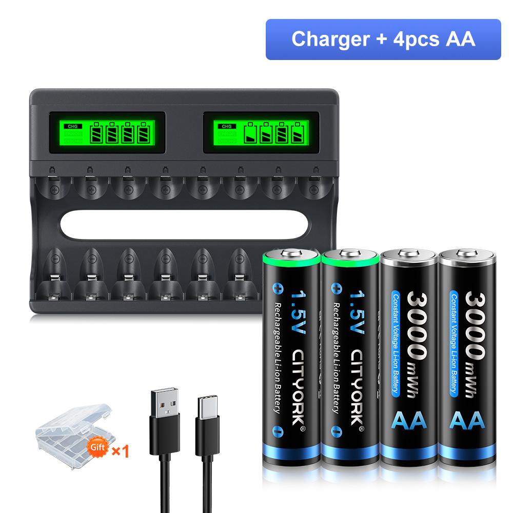 8slot LCD Smart 1.5V Li-ion Battery Charger+1.5V AA AAA Li-ion Rechargeable Battery
