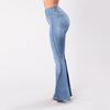 Women  Elastic Plus Loose Denim Pocket Button Casual Boot Cut Pant  Jeans