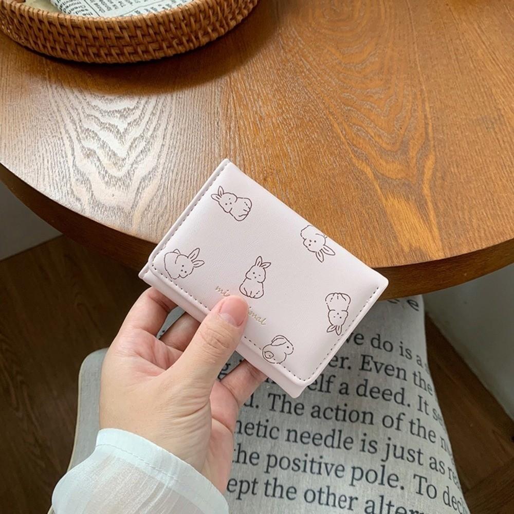 Cute Pattern Cartoon Trifold Wallet Korean-Style Pu Leather Coin Purse Card Holder Daily Outings