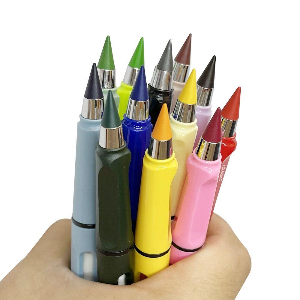 12pcs 12 Colors Eternal Pencil Nib Art Sketch Eternal Pencil Replacement Head Writing Accessories