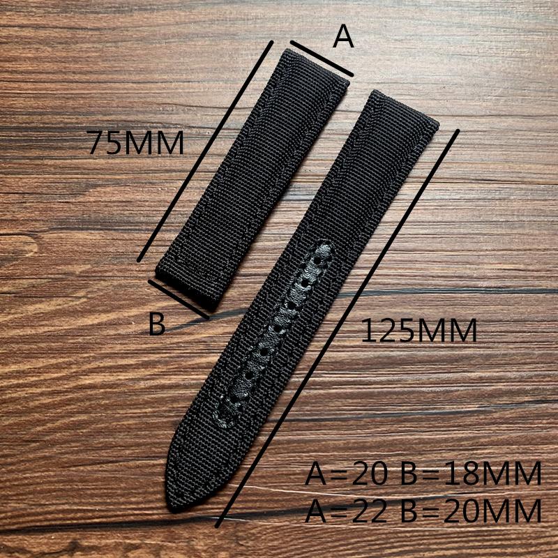 20 мм 22 мм черный, синий нейлоновый с кожаным ремешком для часов Omega AT150 Seamaster 300 600 Planet Ocean De Ville ремешок для часов