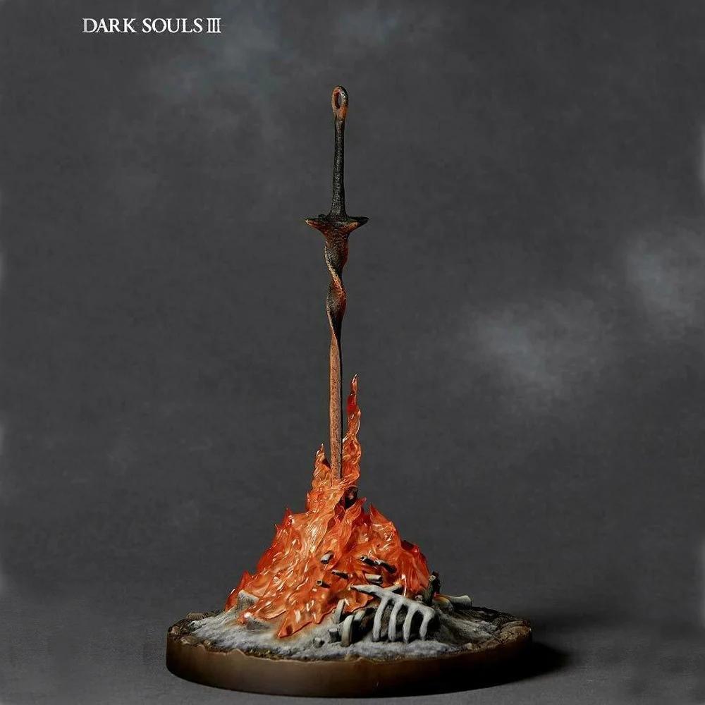 Hot Dark Souls III Bonfire Lit Sword Light up 21CM Classic Anime Game Statue Figure Model Toy Adornment Collection