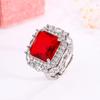 Luxury Geometric Ring for Women Fashion Red Zircon Ring Party Jewelry Anniversary Birthday Jewelry Gift