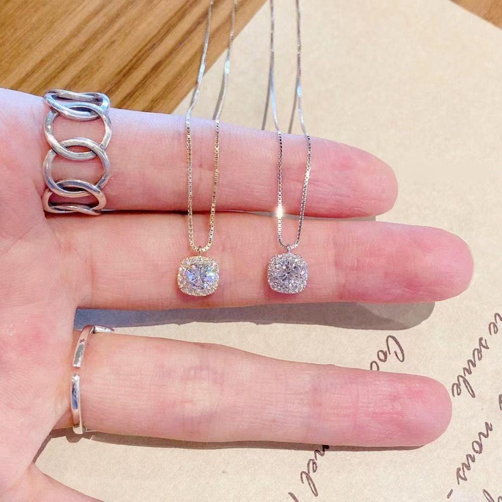 Zircon Necklaces Block Gift Romantic Women Chokers Simple Clavicle Chain Wedding Party