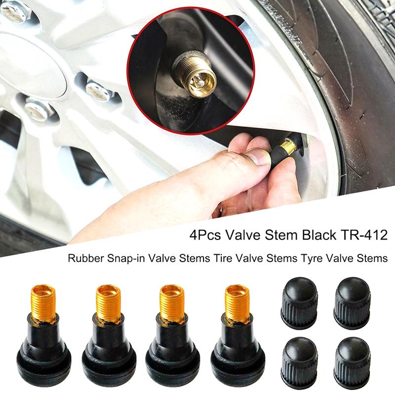 4Pcs Tr412 Chrome Alloy Tubeless Rubber Wheel Tyre Valve For Cars Motorcycle