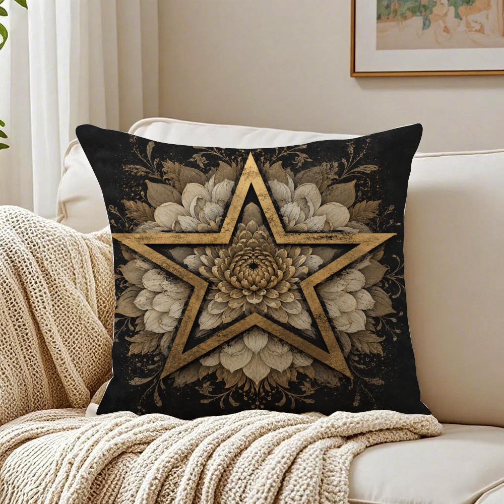 Americanstyle Retro Star Pillow Case Organic Short Plush Cushion Covers Breathable Washable WrinkleResistant