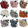 7 Heads Dahlia Bunch Flowers Brushed Cloth Violet Bridal Bouquet  Wedding Party