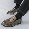 Fashion New Retro Print Pattern Leather Loafter Men's Metal Chain Casual Shoes Designer Formal Wedding Dress Homecoming Footwear