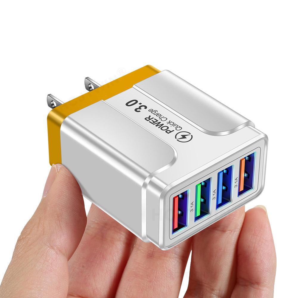 Быстрая зарядка на 4 USB Quick Charge 3.0 Быстрая USB-зарядка от сети Портативное мобильное зарядное устройство Адаптер QC 3.0 для Xiaomi IPhone X Вилка EU US
