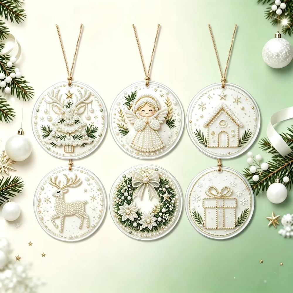6pcs Deer Tree Christmas DIY Hanging Ornaments Santa Claus Christmas Craft Decoration Party