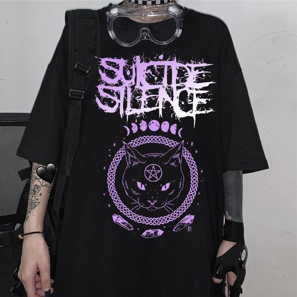 Vintage Women T-shirt Punk Dark Grunge Streetwear Clothing Female Oversized Loose Ladies Top Gothic Tshirts Harajuku Clothes