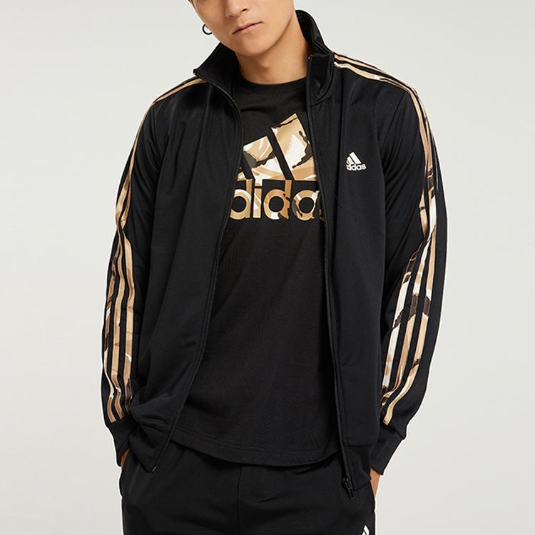 adidas Мужская трикотажная куртка с 3 полосками Черный камуфляж H48437