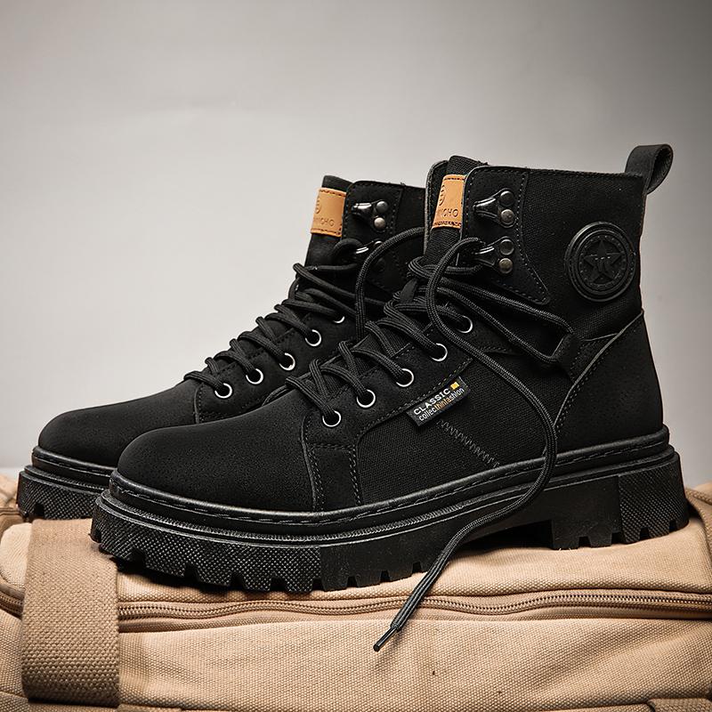 High Top Men's Canvas Shoes Autumn Winter Platform Sneakers Comfortable Outdoor Ankle Short Boots Male Sneakers Zapatos Hombres