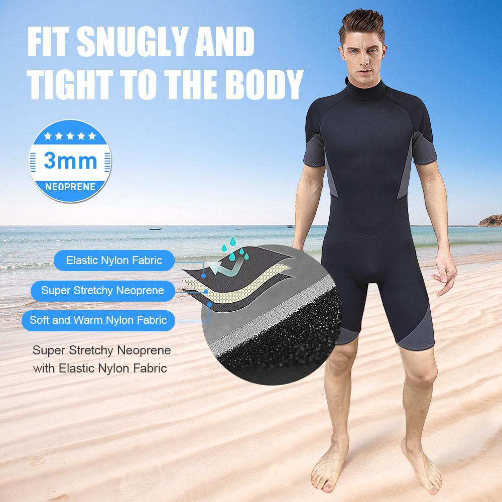Мужской короткий гидрокостюм 3 мм из неопрена для всего тела, гидрокостюм с молнией сзади, гидрокостюм для дайвинга, подводного плавания