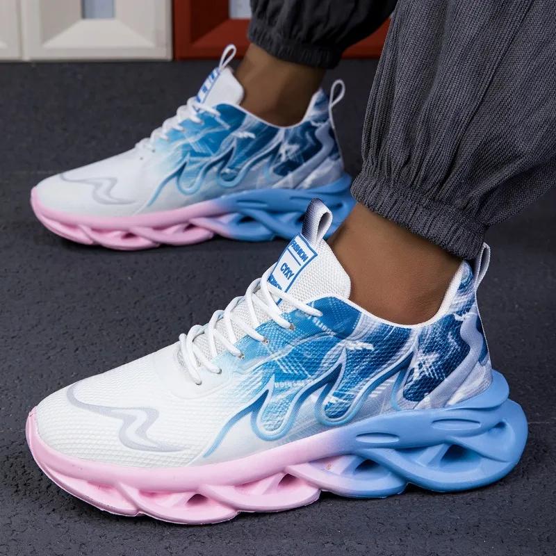 Мужская повседневная спортивная обувь, дышащая, легкая, с принтом пламени, спортивная обувь, летняя, для тенниса, бега, походов, для мужчин