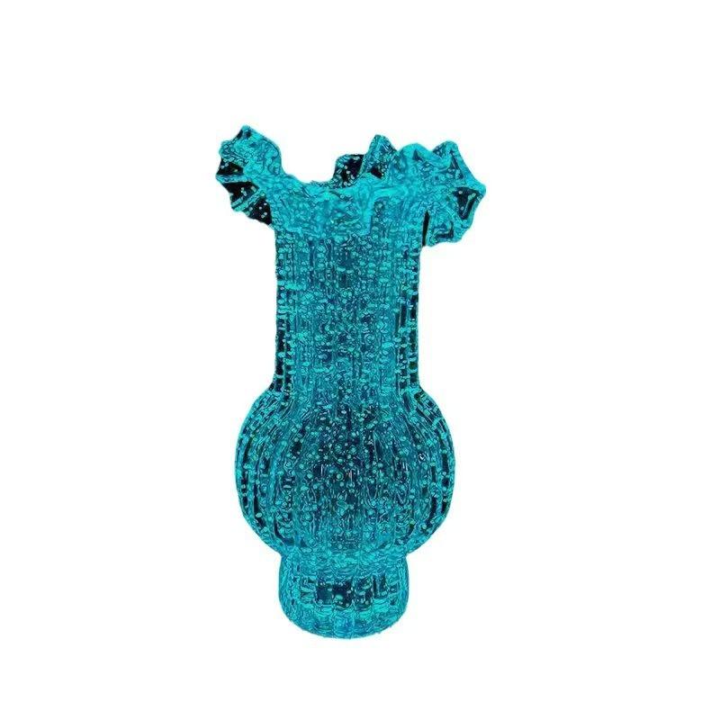 Pleated Skirt Luminous Fluorescent Glass Vase Flower Arrangement High Value Creative Simple Water Rose Lily Device