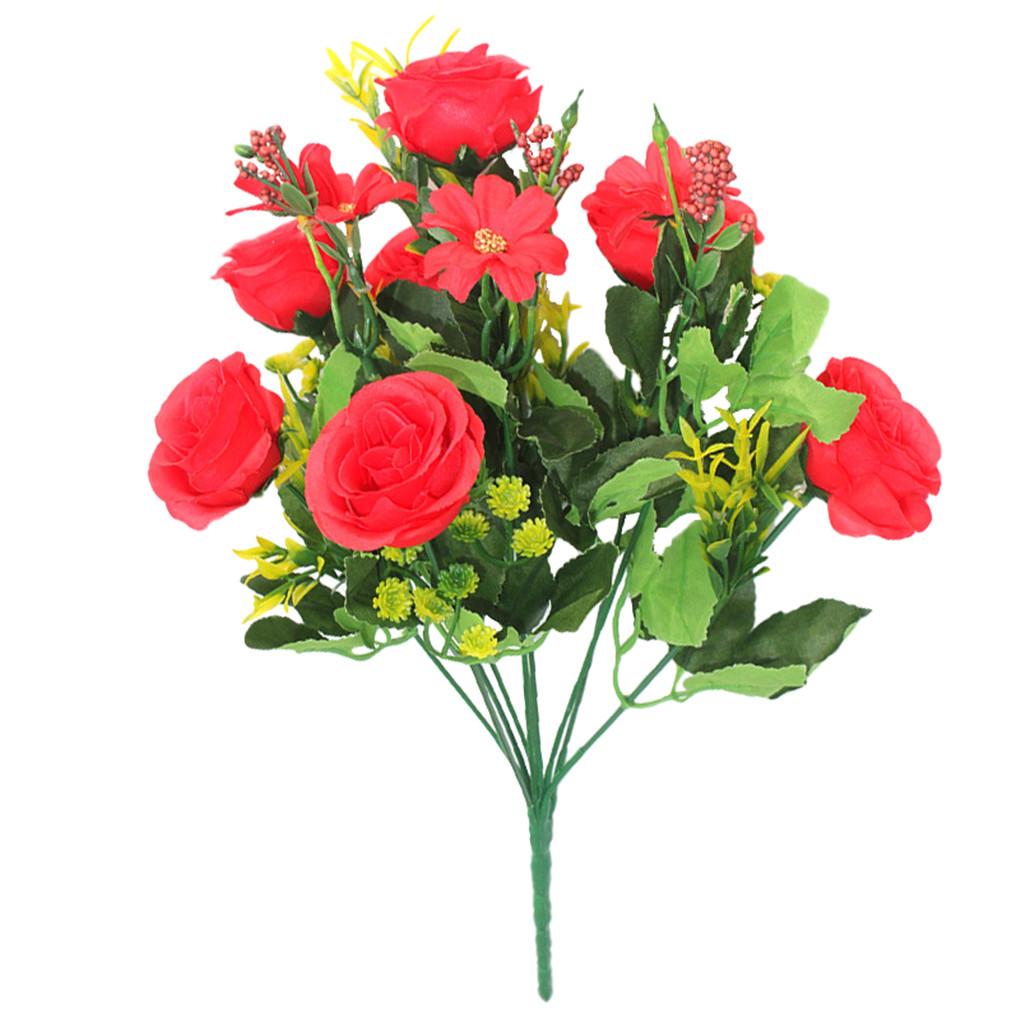 Букет из 10 искусственных роз, имитация декора, свадебный цветок из ткани