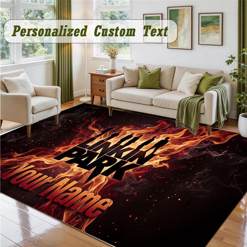 Crystal Velvet Square Rug Custom NameLinkin Park Pattern Non Slip Home Floor Decor Rug