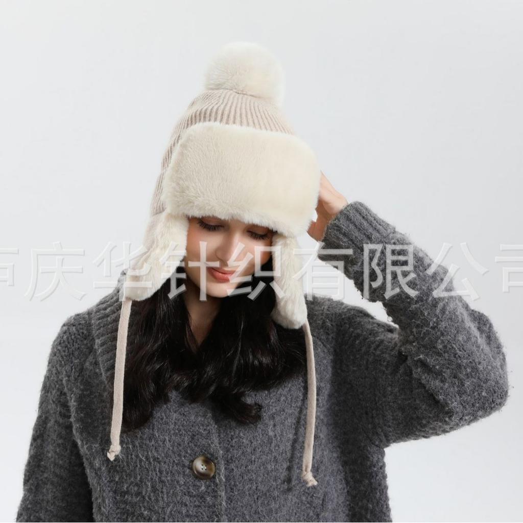 Fleece thickened winter hat children's and women's parent-child hat plush knitted ear protector outdoor cold-proof ski thunder hat