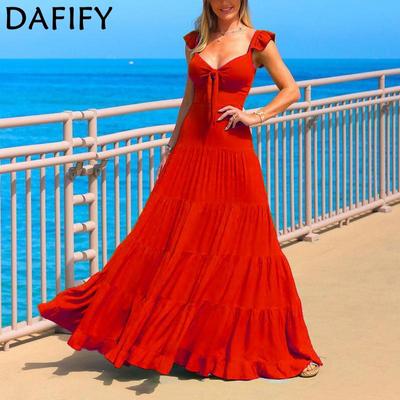 Женская мода лето весна однотонный принт без рукавов с высокой талией повседневные платья