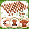 100 Pcs Mini Highland Cow Figurines Bulk Mini Cow Figurines Cake Decorations Cute Miniature Resin Sculpture Ornament Micro Landscape Office Garden
