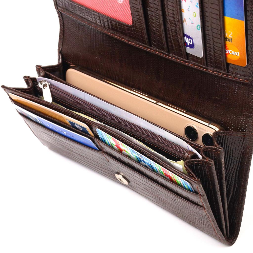 Стильный женский кошелек из натуральной фактурной кожи CANPELLINI Wallet 21607 Коричневый