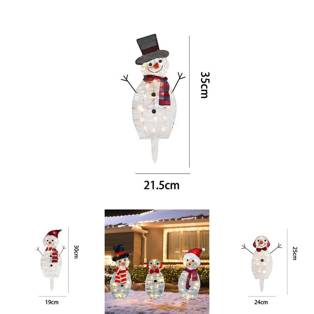 Inserted 2d Snowman Led Lamp With Cartoon Style For Festive Garden Display And Outdoor Decor