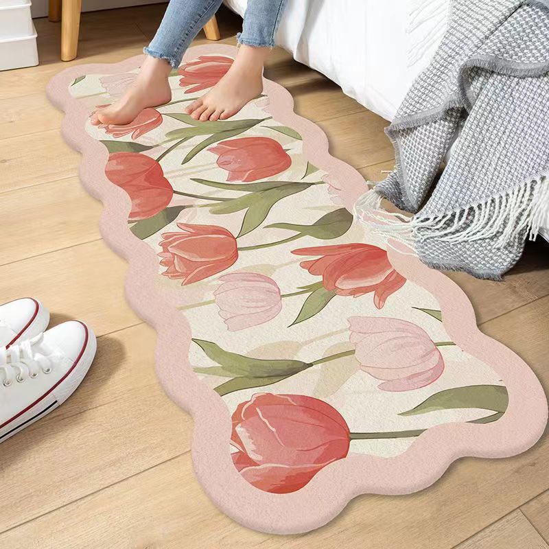Ins Flowers Bedroom Carpet Small Fresh Bath Mats Soft Floor Rugs Home Entrance Toilet Bathroom Door Absorbent Non-Slip Foot Pad