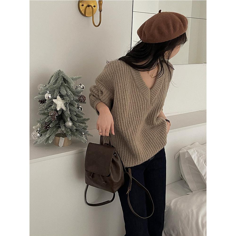 Городской минималистский винтажный рюкзак-хобо для женщин - мягкая искусственная кожа с прошитыми деталями, внутренними карманами на молнии и застежкой-клапаном, модный повседневный рюкзак