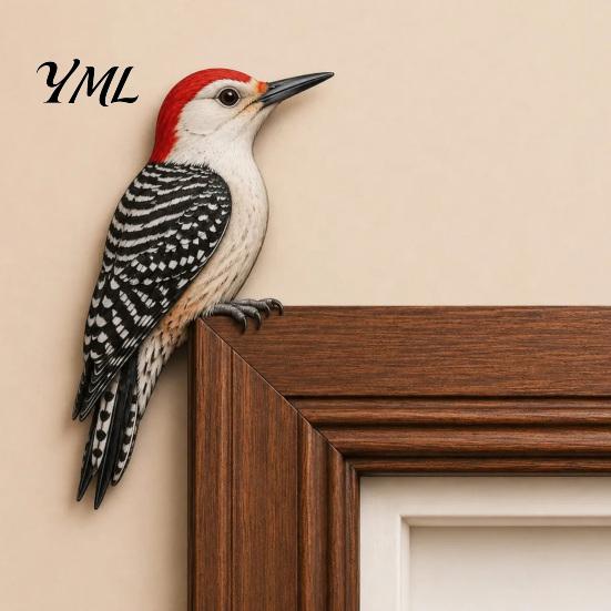 Decorative Corner Figurine for Shelves Wooden Bird Door Topper Decor, Adorable Shape Statue, Handcrafted Wood Decor Sign, Woodland Small Room