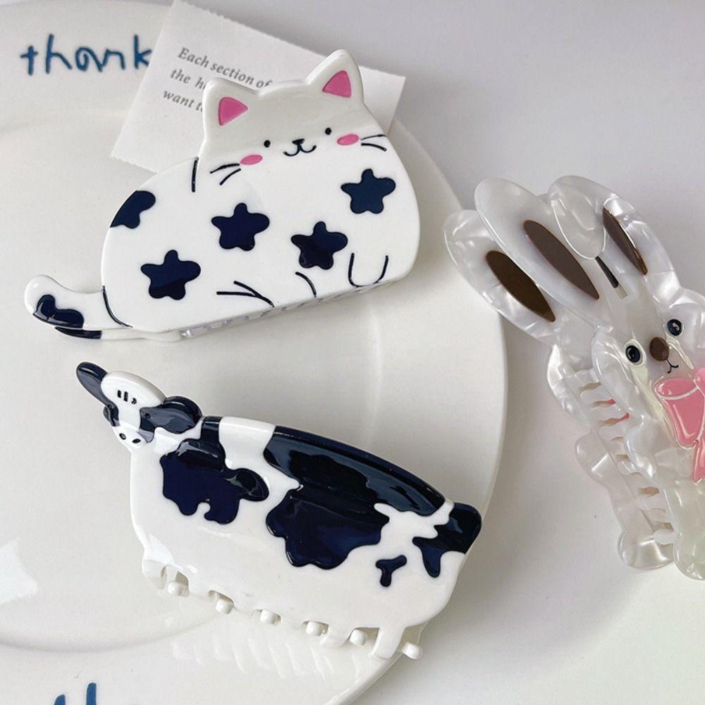 Cat Panda Hair Claw Cow Acetic Acid Hair Claw Elegant Animal Claw Clip  Girls