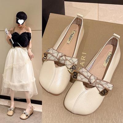 Туфли Doudou на мягкой подошве лето 2025 новая корейская версия нежный бантик одинарные туфли женские с круглым носком на одном педале туфли для беременных