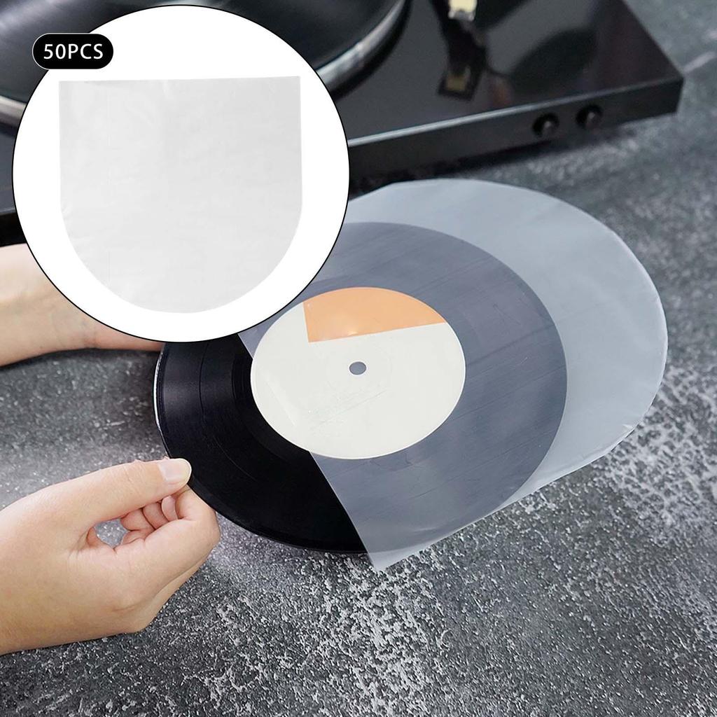 50 Piece Vinyl Record Inner Sleeves Transparent Durable Outer Cover Storage