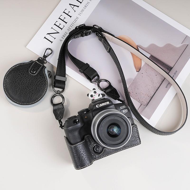 Canon EOS R10 R50 R100 Camera Protective Case With Adjustable Strap Cartoon Hot Shoe Cap - Lightweight Leather-Style Cover