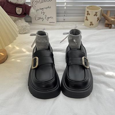 Женские лоферы Туфли Круглый носок Британский стиль Повседневные женские кроссовки Клоги Платформа Плоская подошва Оксфорды Слипоны Летние Преппи Криперы