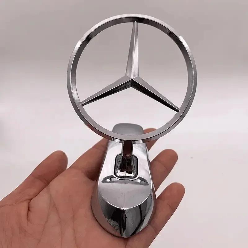 XAOJZ1 For Mercedes Benz Badge for Car Hood Front Chrome Logo Star Sticker Bottom Universal Emblem Bonnet Hood Marking for Benz