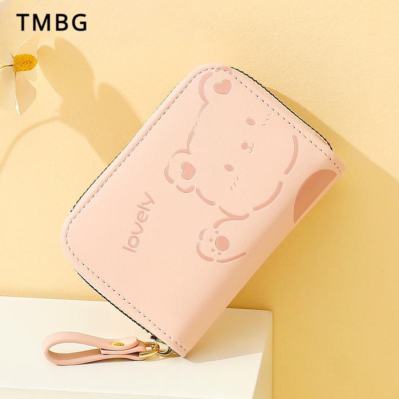 Новая мини-сумка для карточек с несколькими слотами и молнией для девочек, милый короткий кошелек с мультяшным медведем, держатель для карт для учащихся средних и старших классов, подарки на фестиваль богини