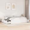 VidaXL Bed Frame with Drawers White 200x200 Cm Solid Pine Wood, Bedroom Furniture, Slatted Base, Wooden Bed, 3282337
