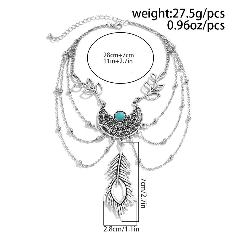 Vintage Feather Leaf Tassel Metal Chain Armbands Bracelet for Women Girls Bohemia Punk Arm Bangle Jewelry