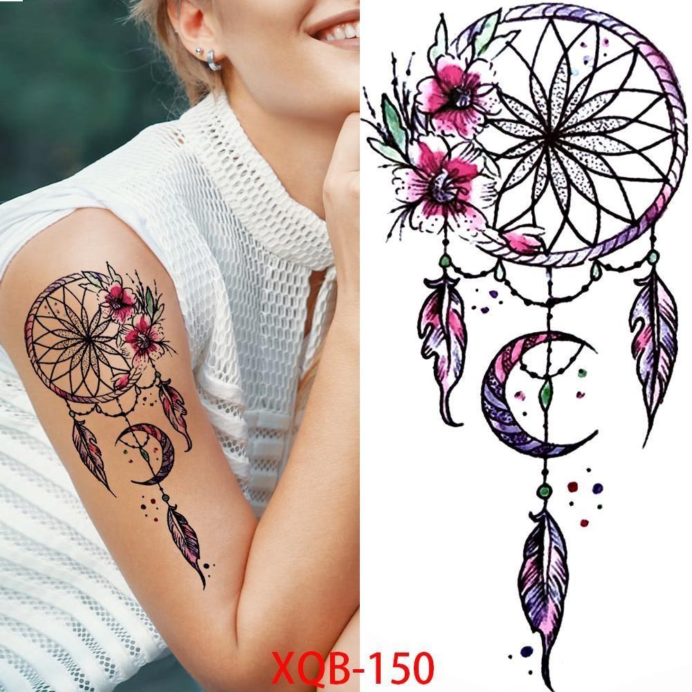 1 ШТ. 210*114 ММ Сексуальный Цветочный Узор Временные Татуировки Черной Розы для Женщин Водонепроницаемые Поддельные Татуировки для Рук Боди-Арт Рукав Наклейка Для Тела