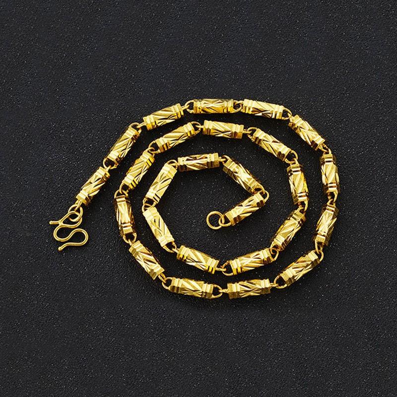 Gold Necklace Men's Hexagonal Buddha Beads Boss Chain Does Not Fade for A Long Time Copper Alloy Necklace