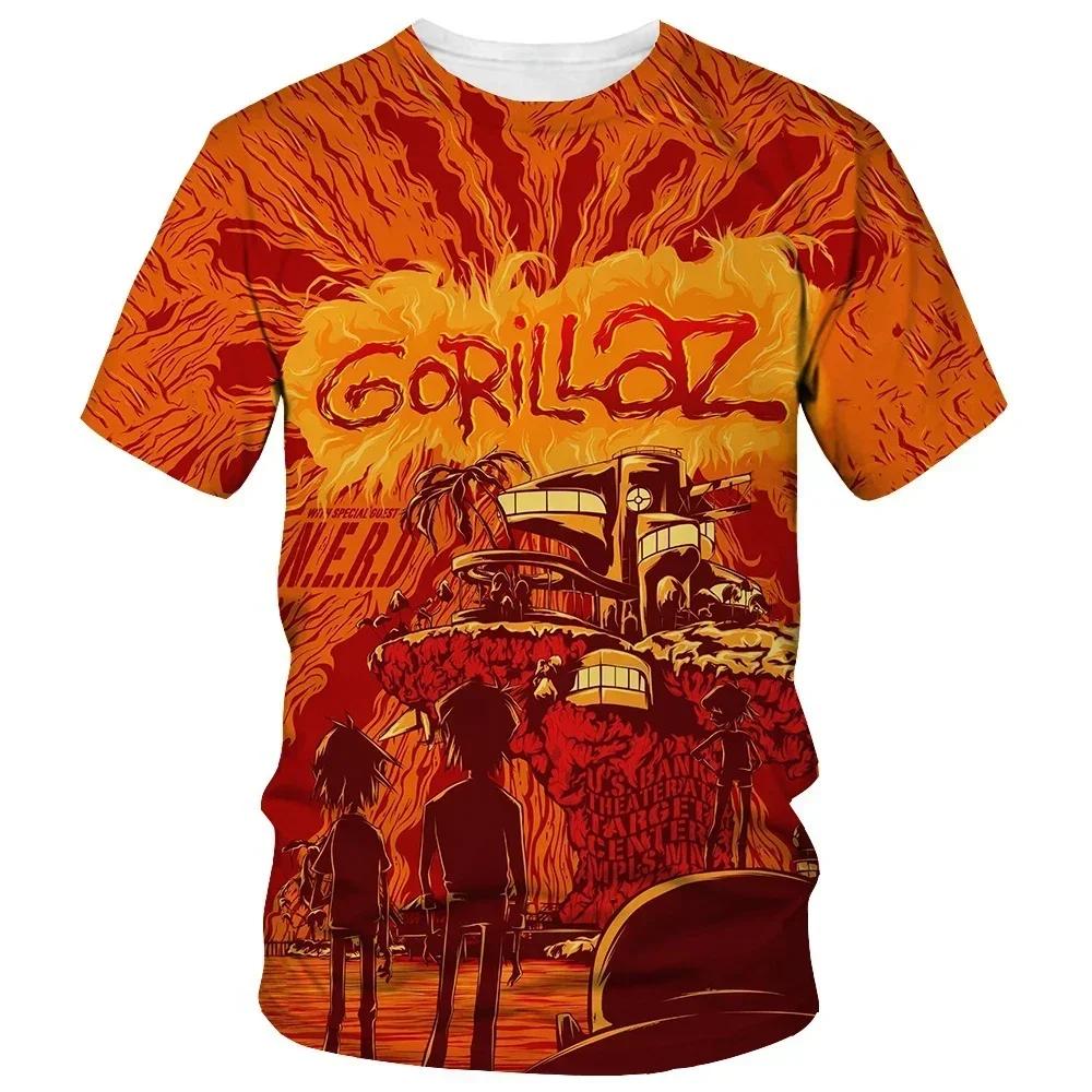 From Cartoon To Fashionable Gorillaz 3D Printed New T-shirt, Harajuku Style Casual Short Sleeved Hip-hop T-shirt for Men and Women, Street T-shirt