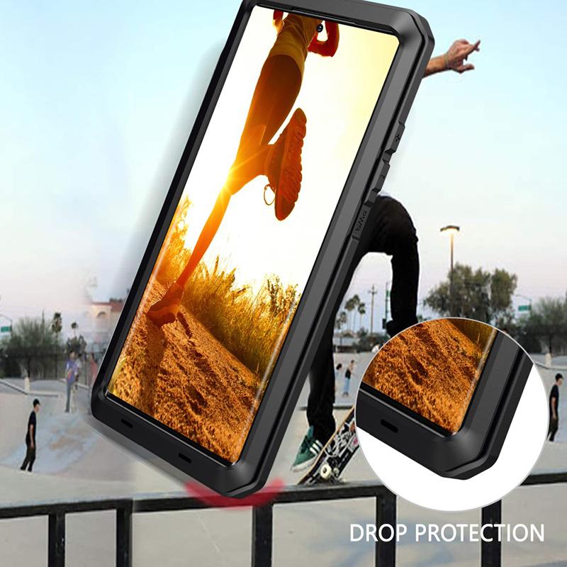 Роскошный металлический бампер-чехол 'Броня' для Samsung S25 Ultra S23 S21 S22 S24 Ultra Plus, противоударный, 3-в-1, с защитой всего корпуса 360°