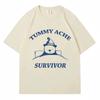 Tummy Ache Survivor Bear Graphic T Shirts Men Women Fashion Oversized 100% Cotton T-shirt Casual Kawaii T-Shirt Y2k Streetwear